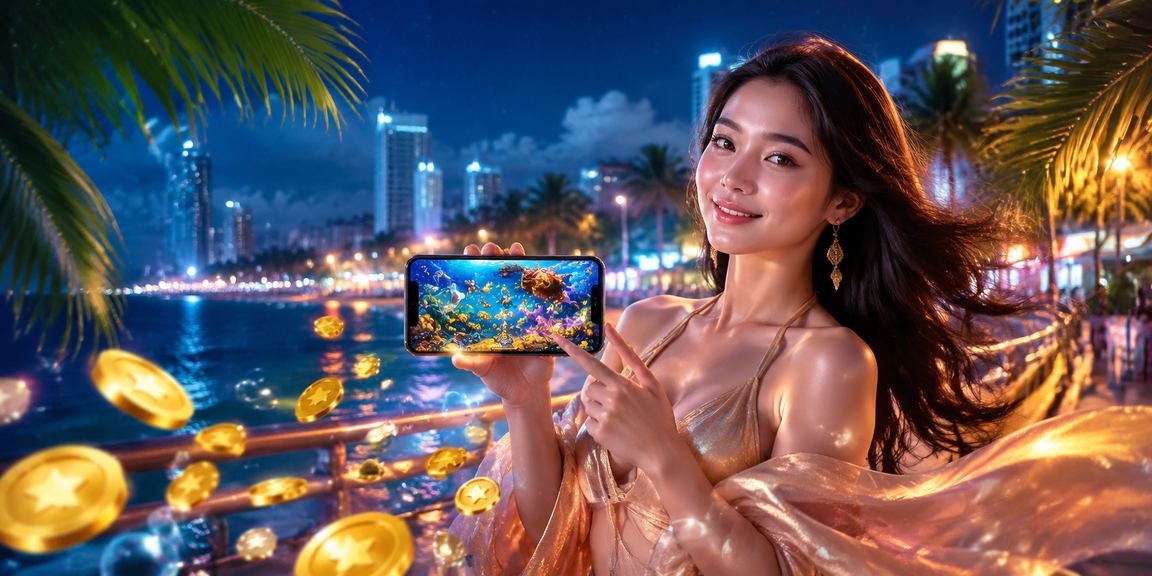 Người dùng Nha Trang sử dụng ứng dụng casino trên điện thoại di động bên bờ biển